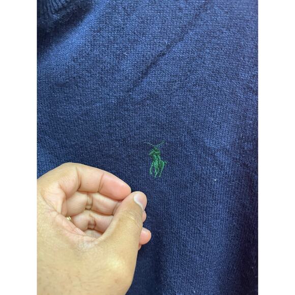 Polo Ralph Lauren - Wool Quarter-Zip Sweater / L / Blue - Picture 2 of 7